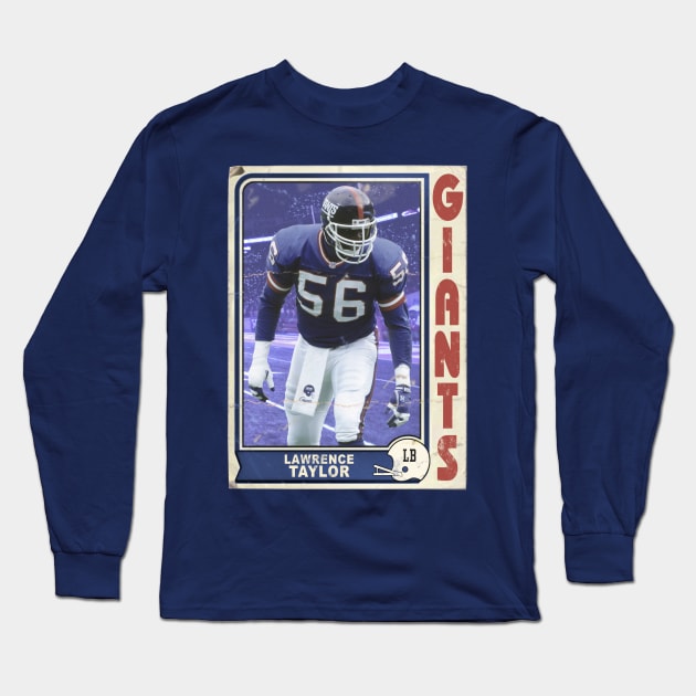 Retro Lawrence Taylor Football Trading Card Long Sleeve T-Shirt by darklordpug